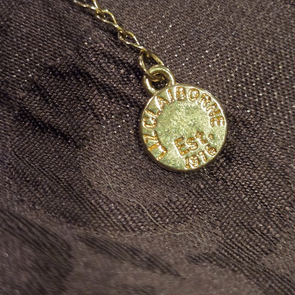 Liz Claiborne Womens Gold Tone Necklace. Long, Chained And Beaded. Signed. - Picture 2 of 6